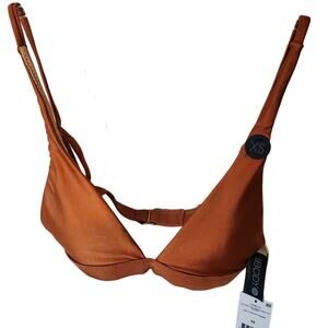 Cotton On Body High Apex Fixed Triangle Bikini Top Shimmer Hazelnut, NWT, XS